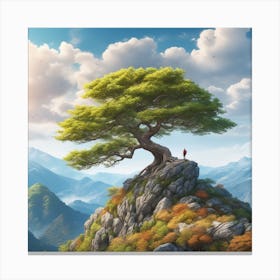 Lone Tree On The Mountain Canvas Print