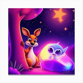 An Alien Baby And Kangaroo In Hide n Seek Canvas Print