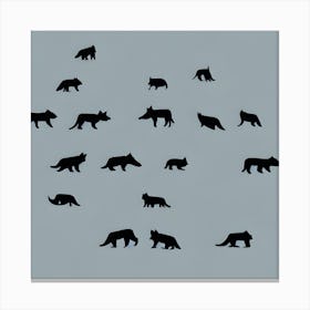 Black Wolves In Winter Snow Minimalistic Art Print Canvas Print