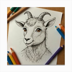 Goat Drawing 7 Canvas Print