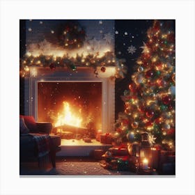 Christmas Tree In The Living Room 2 Canvas Print