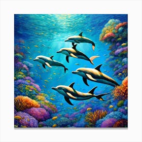 Pod of dolphins 2 Canvas Print