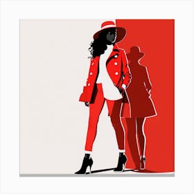 Fashion Girl In Red Coat Canvas Print