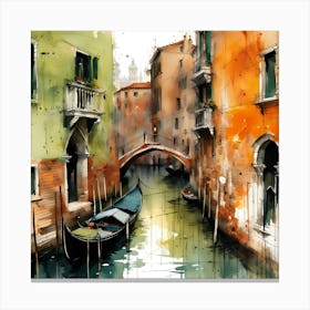 Venice Watercolor Painting Canvas Print