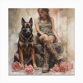 'Dog And Girl' Canvas Print