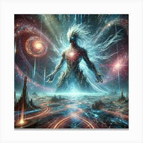 A Majestic And Dramatic Sci Fi Scene Depicting A Kaiju Symbol Of Power Canvas Print