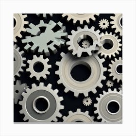 Gears On Black Background 6 Canvas Print