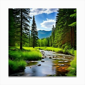 Stream In The Forest 4 Canvas Print