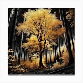 Golden Tree In The Forest 8 Canvas Print