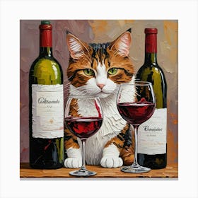 Cat And Wine Canvas Print