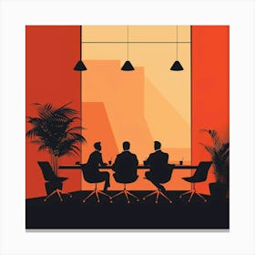 Silhouette Of People At A Meeting Canvas Print