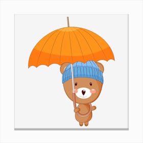 Teddy Bear With Umbrella Canvas Print