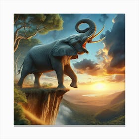 Elephant Standing On The Cliff Canvas Print