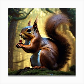 Red Squirrel In The Forest 28 Canvas Print