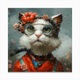 Cat With Glasses 1 Canvas Print