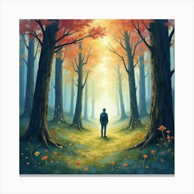 Soul In A Vibrant Watercolor Ethereal Forest 1 Canvas Print