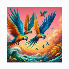 Parrots In Flight Canvas Print