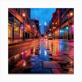 Wet City Street 1 Canvas Print