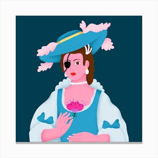 Lady With Eyepatch Square Canvas Print