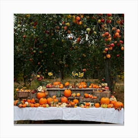 An Organic Farm During A Jubilant Fall Festival Apple And Pumpkin Decorations Adorn The Table A Co (1) 2 1 Canvas Print