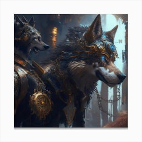 Wolf And Wolfhound Canvas Print