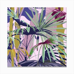 Palms And Banana Plants Square Canvas Print