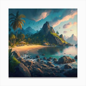 Sunset At The Beach Canvas Print