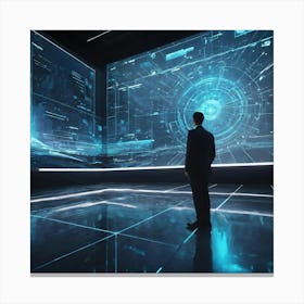 Futuristic Man In Futuristic Room 1 Canvas Print