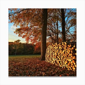 Stacked Firewood Logs Exhibit Rich Natural Wood Textures Capturing The Essence Of A Chilly Autumn E Canvas Print