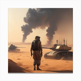 Soldier In The Desert 2 Canvas Print