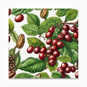 Coffee Berries Seamless Pattern Canvas Print