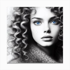 Ai Image Of Girl With Blue Eyes Canvas Print