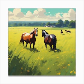 Horses In The Meadow 4 Canvas Print
