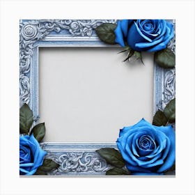 Blue Roses In A Frame Canvas Print