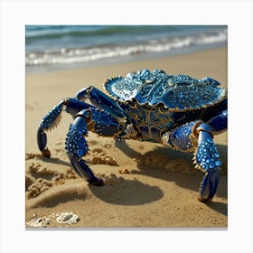 Blue Crab On The Beach 3 Canvas Print