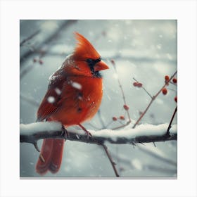 Cardinal In The Snow Canvas Print