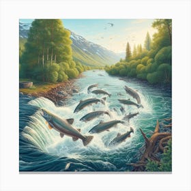 Salmon Sunny V4 Canvas Print