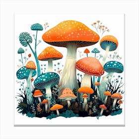 Mushrooms In The Forest 76 Canvas Print