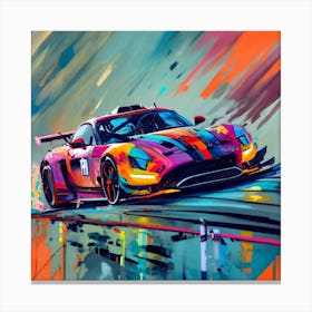 Racetrack Sports Car Cars Racing On Racetrack Canvas Print