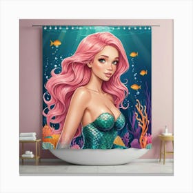 Default Amber Pink Haired Mermaid Bathroom Art Print 0 Canvas Print