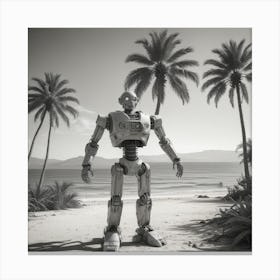 Robot On The Beach Canvas Print