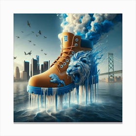 Detroit Lions On Ice Canvas Print