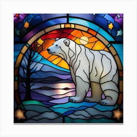 Polar bear, stained glass, rainbow colors 1 Canvas Print