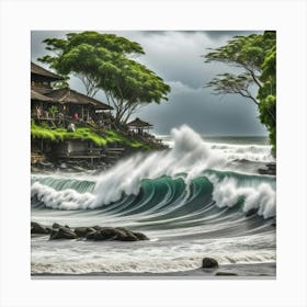 Wave Crashing On The Beach Canvas Print