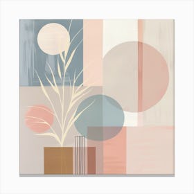 Pastel Geometry: Abstract Botanical Fusion Canvas Print