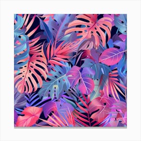 Tropical Leaves Seamless Pattern 16 Canvas Print