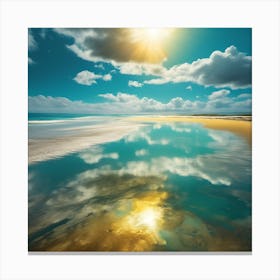 Sunlit Reflections on Golden Beach Canvas Print