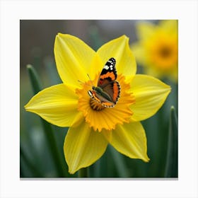 Butterfly On A Daffodil 1 Canvas Print