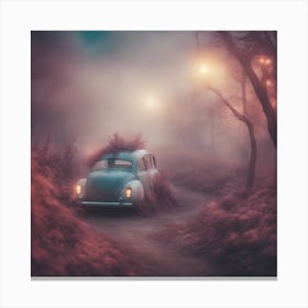 Old Car In The Fog Canvas Print