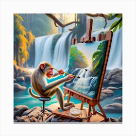 Monkey Painting Canvas Print